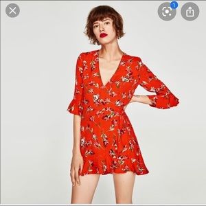 Zara trafluc collection red floral romper